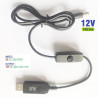 Kabel Step Up Booster USB 5V ke 12V (DC Jack 5.5x2.1mm) dengan Tombol ON/OFF